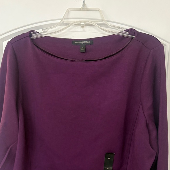 Banana Republic Deep Purple Long Sleeve Top with boatneck Women’s size XL - Picture 3 of 6